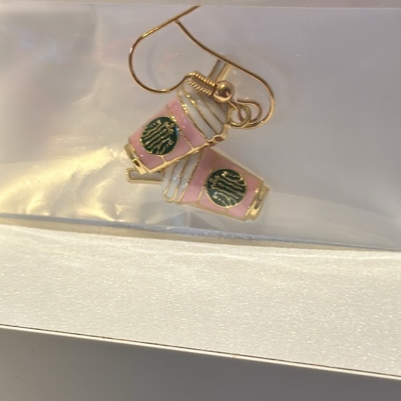 Coffee latte earrings. Pierced. These are very cute. - Picture 2 of 3